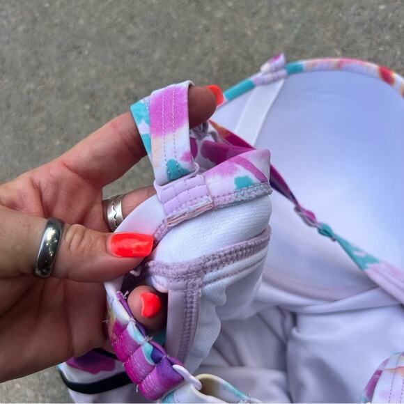 Torrid Slim Fix Underwire Piping One Piece Swimsuit Purple Floral Water 0 D/DD - Picture 6 of 8